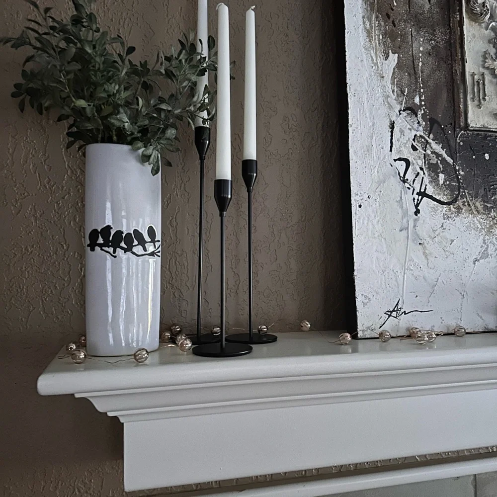 Black metal taper minimalist Candlesticks set of three